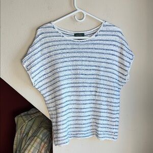 Lauren Ralph Lauren Blue and White Striped Women's Scoop Neck Top M